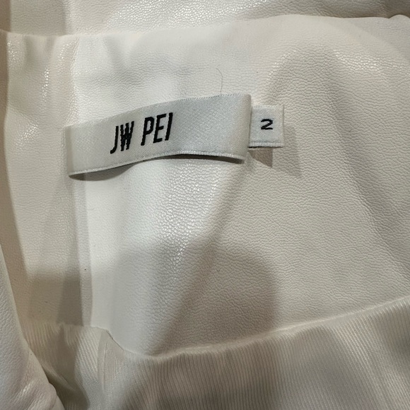 JW PEI Sophie Cropped Leather Jacket - White & Red - Picture 6 of 6